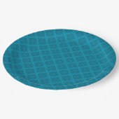 Geometrische blaue Art Deco Pappteller (Schrägansicht)