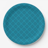 Geometrische blaue Art Deco Pappteller (Vorderseite)