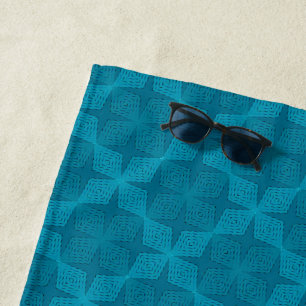 Geometrische blaue Art Deco Strandtuch