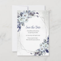 Geometrische blaue Bläschen-Save the Date-Karte