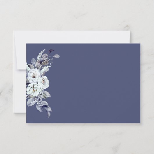 Geometrische blaue Blütenblume-RSVP-Karte RSVP Karte (Rückseite)