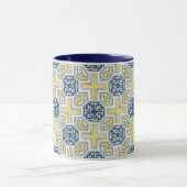 Geometrische blaue gelbe Kunststoff-Kaffeetasse Tasse (Zentrum)