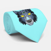 Geometrische blaue Hipster-Wolf-Krawatte Krawatte (Gerollt)