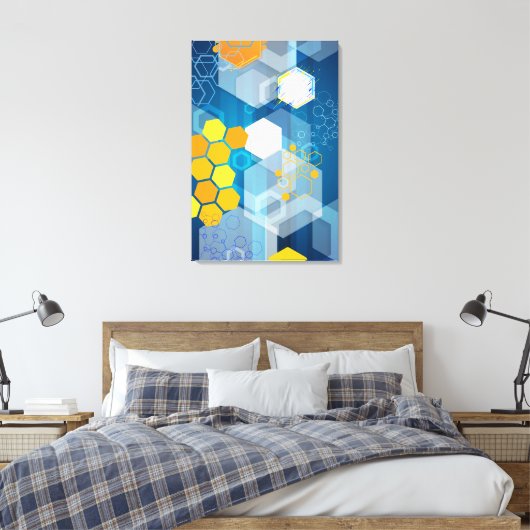 GEOMETRISCHE BLAUE LEINWANDDRUCK (Insitu (Schlafzimmer))