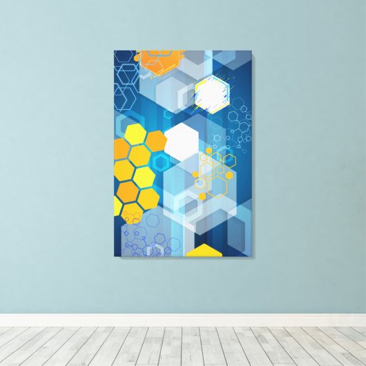 GEOMETRISCHE BLAUE LEINWANDDRUCK (Insitu (Holzboden))