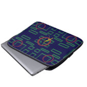 Geometrische Blaue Quadrate Laptopschutzhülle (Vorne Knopf)