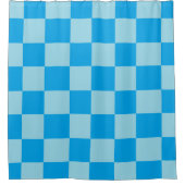Geometrische blaue quadratische Blöcke Duschvorhang (Vorderseite)