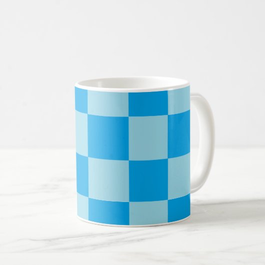 Geometrische blaue quadratische Blöcke Kaffeetasse (VorderseiteRechts)
