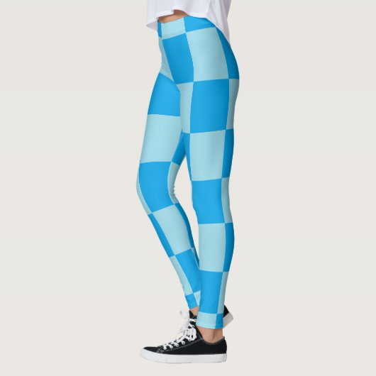 Geometrische blaue quadratische Blöcke Leggings (Links)