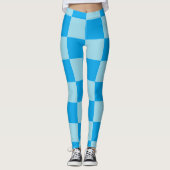 Geometrische blaue quadratische Blöcke Leggings (Vorderseite)