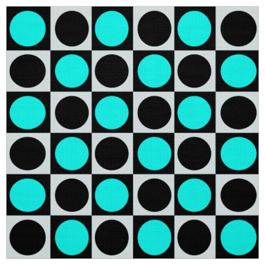 Geometrische blaue schwarze Punkte Stoff (Muster)
