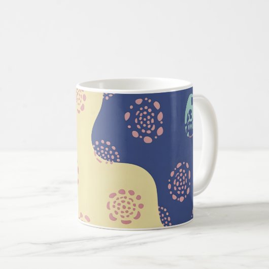 Geometrische blaue und gelbe gemischte Medien Kaffeetasse (VorderseiteRechts)
