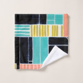 Geometrische Blöcke Badhandtuch Set (Waschlappen)
