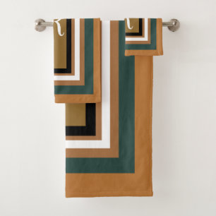 Geometrische Blöcke für Monogramm Kupferbronze grü Badhandtuch Set