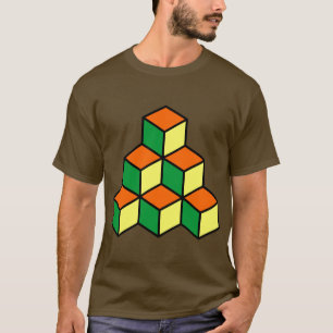 Geometrische Blöcke - Grün Orange und Gelb T-Shirt
