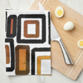 Geometrische Blöcke rostschwarz braun Geschirrtuch (Viertel Falte)