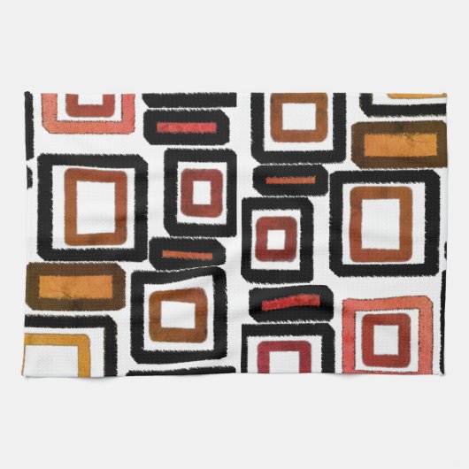 Geometrische Blöcke rostschwarz braun Geschirrtuch (Horizontal)