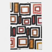 Geometrische Blöcke rostschwarz braun Geschirrtuch (Vertikal)