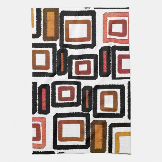 Geometrische Blöcke rostschwarz braun Geschirrtuch (Vertikal)