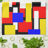 Geometrische Blöcke rot, gelb, schwarz und blau Geschirrtuch (Gefaltet)