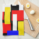 Geometrische Blöcke rot, gelb, schwarz und blau Geschirrtuch (Viertel Falte)