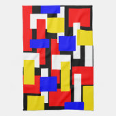 Geometrische Blöcke rot, gelb, schwarz und blau Geschirrtuch (Vertikal)