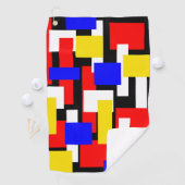 Geometrische Blöcke rot, gelb, schwarz und blau Golfhandtuch (Insitu)