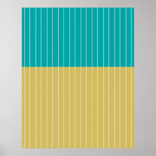 geometrische Blöcke und Linien, gelb blau Poster