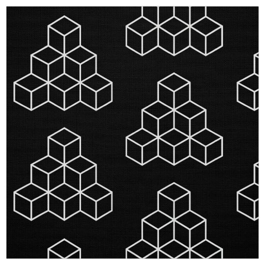 Geometrische Blöcke - weiß auf schwarz Stoff (Muster)