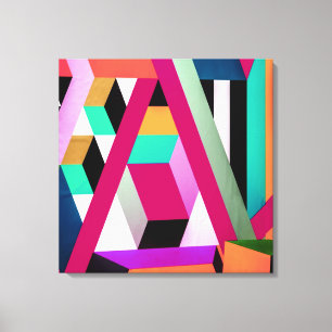 Geometrische Blockkunst Bright Colorful Trendy Leinwanddruck