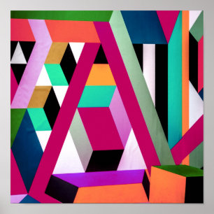Geometrische Blockkunst Bright Colorful Trendy Poster