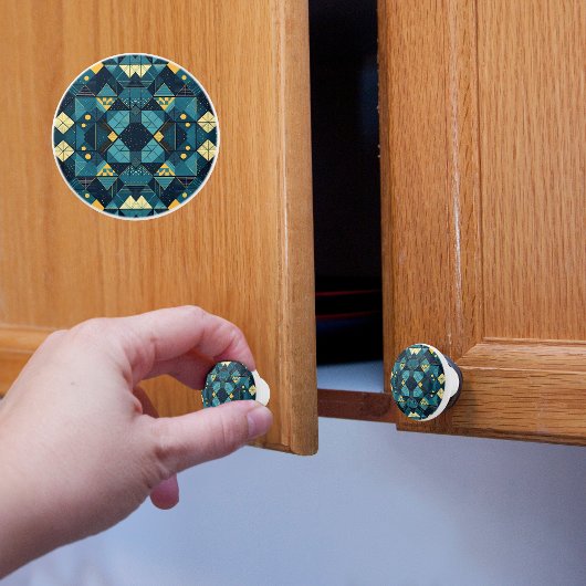 Geometrische Blues Keramikknauf