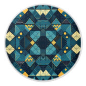 Geometrische Blues Keramikknauf (Vorderseite)
