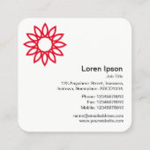 Geometrische Blume 01 - Weiß Quadratische Visitenkarte (Rückseite)