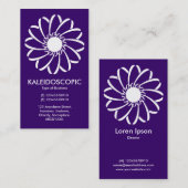 Geometrische Blume 01 - White on Deep Lila Visitenkarte (Vorne/Hinten)