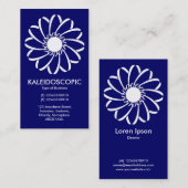 Geometrische Blume 01 - White on Deep Navy Visitenkarte (Vorne/Hinten)