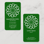 Geometrische Blume 02 - Weiß auf Waldgrün (Gold) Visitenkarte (Vorne/Hinten)