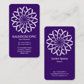 Geometrische Blume 02 - White on Deep Lila Visitenkarte (Vorne/Hinten)