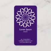 Geometrische Blume 02 - White on Deep Lila Visitenkarte (Rückseite)