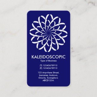 Geometrische Blume 02 - White on Deep Navy Visitenkarte