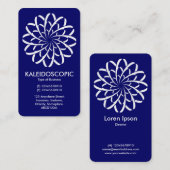 Geometrische Blume 02 - White on Deep Navy Visitenkarte (Vorne/Hinten)