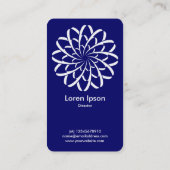 Geometrische Blume 02 - White on Deep Navy Visitenkarte (Rückseite)