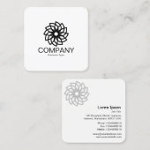 Geometrische Blume 03 - Schwarz auf Weiß Quadratische Visitenkarte (Vorne/Hinten)
