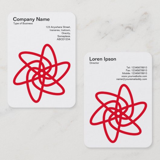 Geometrische Blume 05 - Schwarz auf Weiß Visitenkarte (Vorne/Hinten)