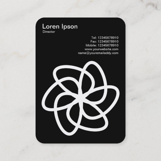 Geometrische Blume 05 - Schwarz auf Weiß Visitenkarte (Rückseite)
