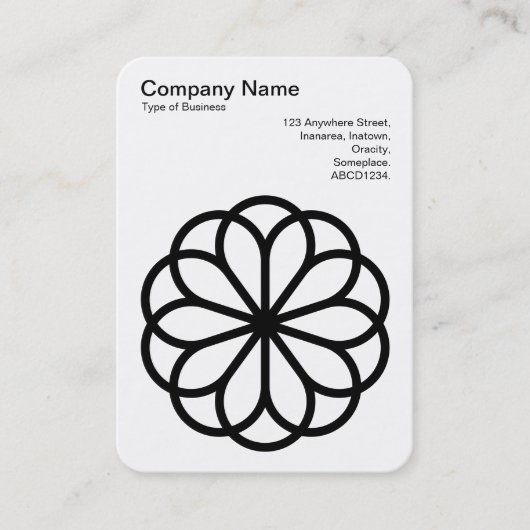 Geometrische Blume 06 - Schwarz auf Weiß Visitenkarte (Vorderseite)