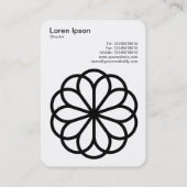 Geometrische Blume 06 - Schwarz auf Weiß Visitenkarte (Rückseite)