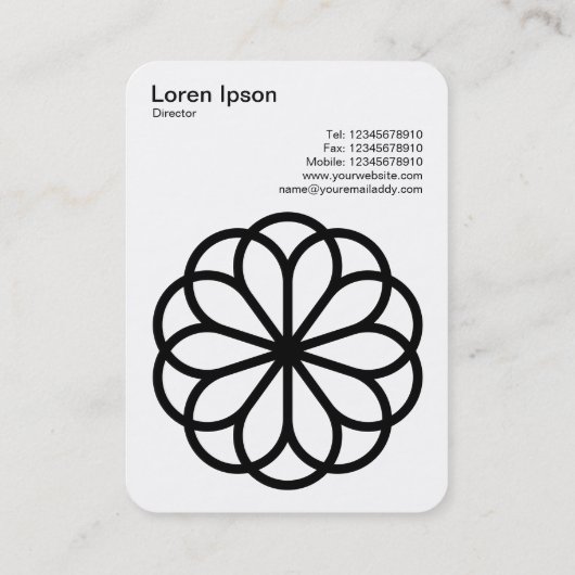 Geometrische Blume 06 - Schwarz auf Weiß Visitenkarte (Rückseite)