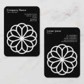 Geometrische Blume 06 - Weiß auf Schwarz Visitenkarte (Vorne/Hinten)