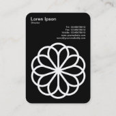 Geometrische Blume 06 - Weiß auf Schwarz Visitenkarte (Rückseite)